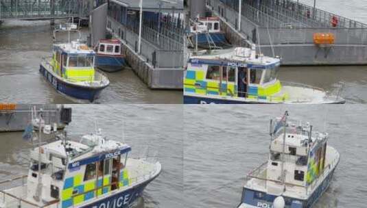 泰晤士河上的警察船高清在线视频素材下载