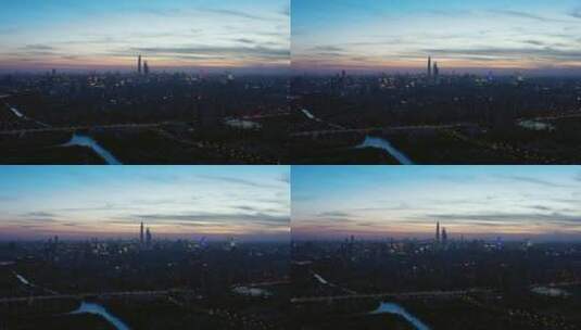 上海傍晚大气夜景全景航拍高清在线视频素材下载
