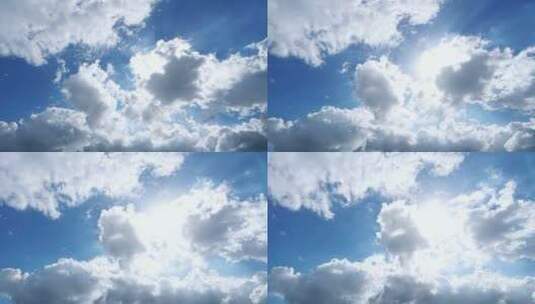 阳光穿透云层云朵多云天空太阳光芒丁达尔光高清在线视频素材下载