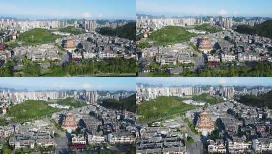 柳州窑埠古镇航拍仿古建筑群商业步行街高清在线视频素材下载