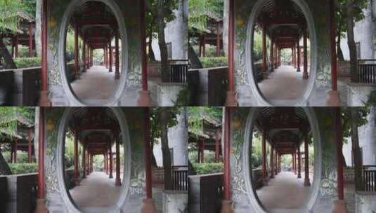 古代建筑长廊走廊顺德清晖园古迹高清在线视频素材下载