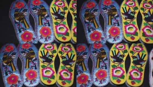 农村手艺绣花鞋垫实拍高清在线视频素材下载