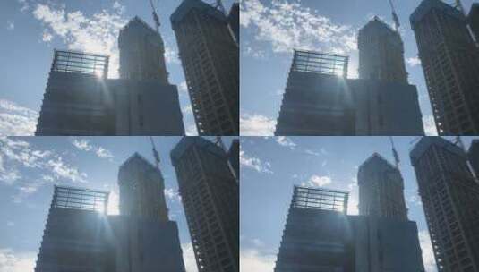 城市建筑阳光云朵延时摄影高清在线视频素材下载