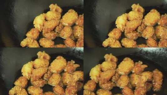 油炸鸡块鸡米花垃圾食品高清在线视频素材下载