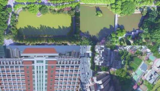 广州华南师范大学校园航拍高清在线视频素材下载
