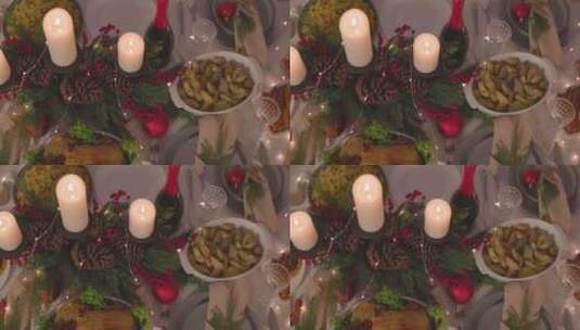 桌子上的圣诞节食物高清在线视频素材下载