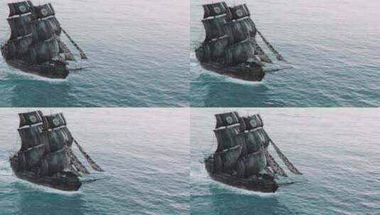 古代商船航行高清在线视频素材下载