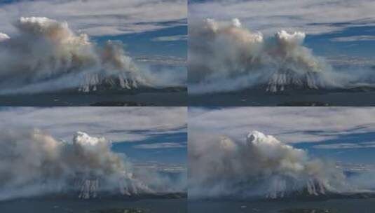 火山喷发冒出的烟雾天际线景观高清在线视频素材下载