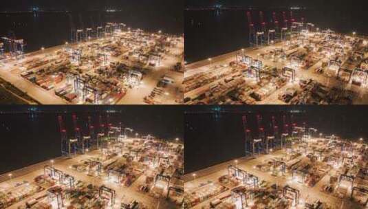 洋浦港口集装箱夜景高清在线视频素材下载