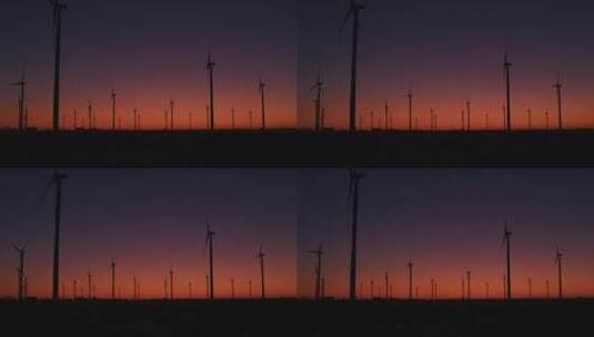 黄昏下的风力发电机高清在线视频素材下载