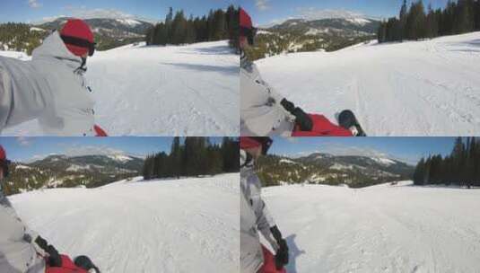 滑雪的第一视角高清在线视频素材下载