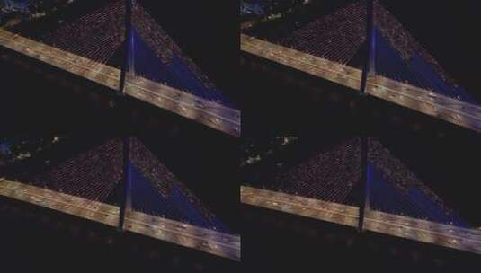 哈尔滨松浦大桥城市夜景航拍高清在线视频素材下载