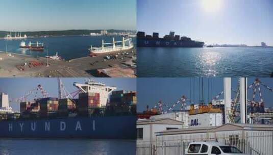 南非德班繁忙的港口运输高清在线视频素材下载