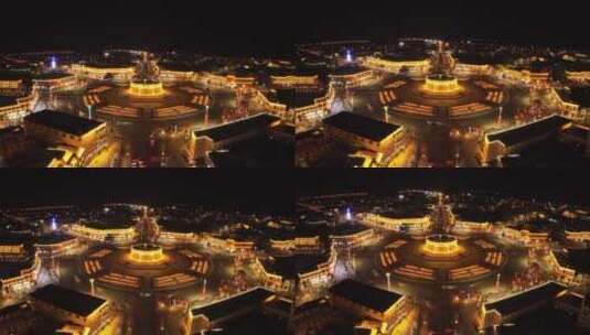 特克斯八卦城夜景航拍高清在线视频素材下载