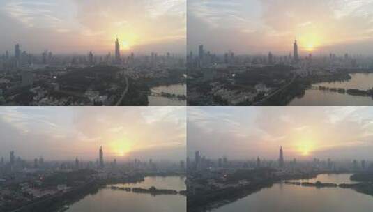 日落下的南京紫峰大厦高清在线视频素材下载