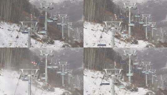 滑雪场电缆缆车大雪雪山高清在线视频素材下载