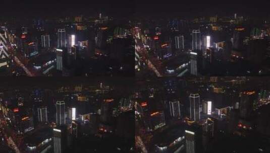 长沙城市夜景建筑航拍高清在线视频素材下载