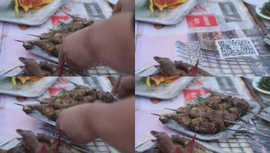 新疆特色美食馕坑烤肉高清在线视频素材下载