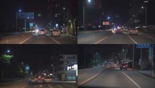 夜晚开车视频晚上驾驶汽车辆行车记录仪视角高清在线视频素材下载