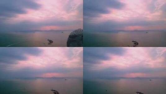 海南三亚城市凤凰岛阴天风光高清在线视频素材下载