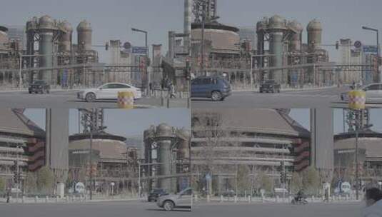 北京首钢园大锅炉城市街景（索尼slog3）高清在线视频素材下载