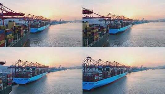 宁波北仑港集装箱码头港口高清在线视频素材下载