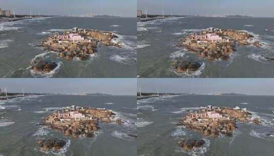 福建漳州市六鳌半岛海岸线自然风光航拍高清在线视频素材下载