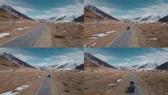 西藏旅游风光318国道宽阔雪山牧场高清在线视频素材下载