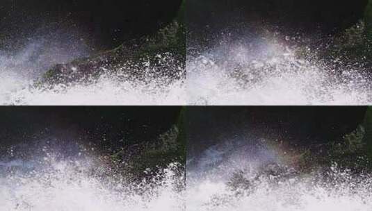 阳光下瀑布水滴抛洒升格空镜高清在线视频素材下载