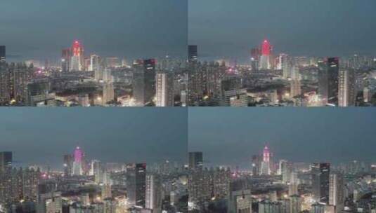 山东烟台城市夜景航拍高清在线视频素材下载