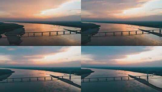 航拍湖北荆州长江大桥地标建筑视频素材高清在线视频素材下载
