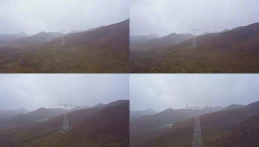 4K青藏高原特高压电力建设立塔施工12高清在线视频素材下载