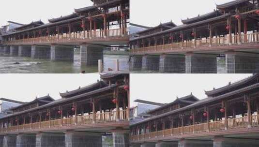 中国风古建筑风雨桥高清在线视频素材下载