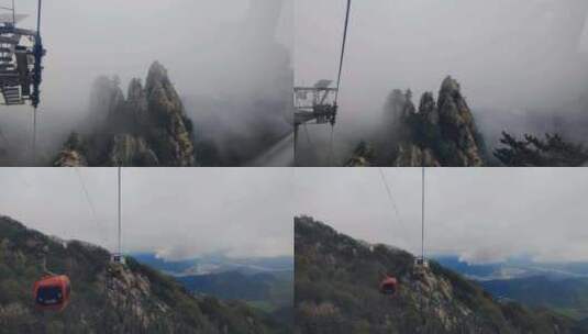 缆车上看到的绝美山峰和云海高清在线视频素材下载