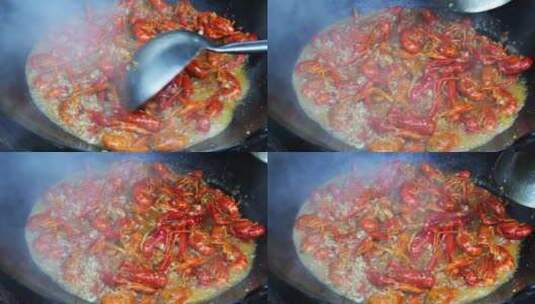 小龙虾素材 烹饪蒜蓉小龙虾高清在线视频素材下载
