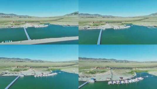 航拍新疆赛里木湖风光高清在线视频素材下载