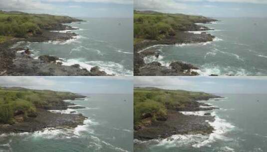 航拍海浪拍打海岸礁石海浪岩石大海海景高清在线视频素材下载