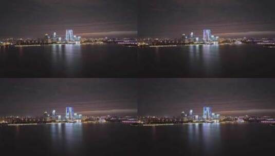 苏州 东方之门 ifs 苏州艺术中心夜景航拍高清在线视频素材下载