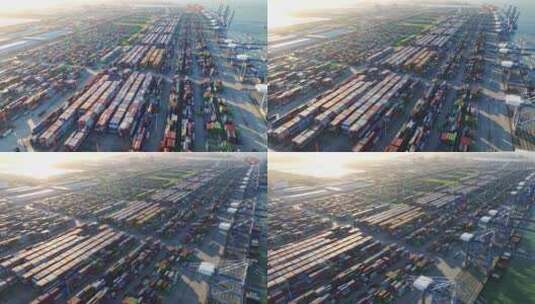 4k广州南沙港大景货运码头集装箱航拍高清在线视频素材下载