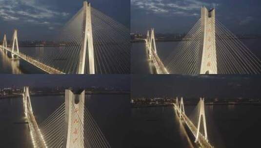 武汉二七长江大桥夜景工程奇迹高清在线视频素材下载