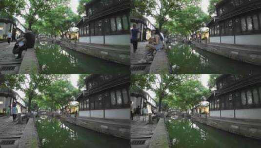 同里古镇清晨航拍高清在线视频素材下载