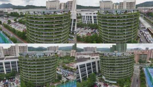 航拍深圳比亚迪总部六角大楼高清在线视频素材下载