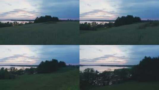 日落后的湖泊天线高清在线视频素材下载
