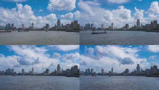 上海外滩蓝天白云延时高清在线视频素材下载