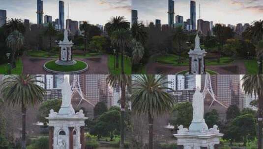 城市航拍澳大利亚墨尔本市中心地标日落黄昏高清在线视频素材下载