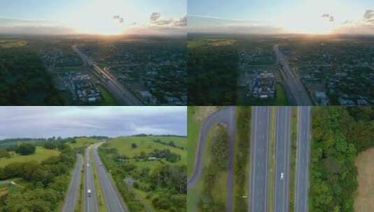 航拍城市高速公路枢纽高清在线视频素材下载