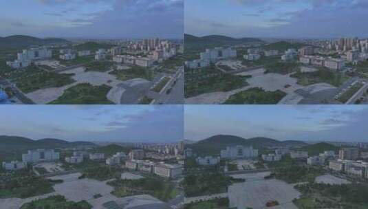 航拍暴雨前的枣庄新城市政府广场高清在线视频素材下载