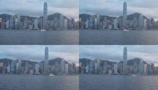 香港维多利亚港日落前的城市风光高清在线视频素材下载