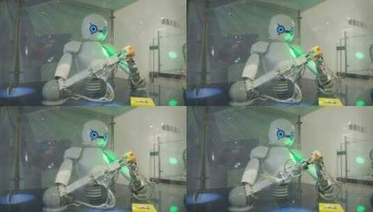 科技馆转魔方机器人高清在线视频素材下载