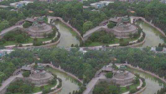 河北邯郸丛台公园航拍高清在线视频素材下载